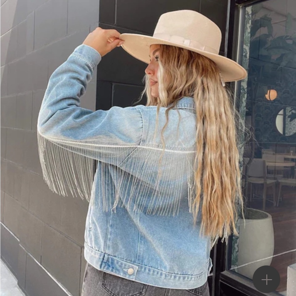 beaded fringe jean jacket